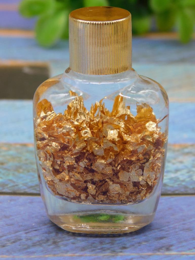 GOLD FLAKES IN BOTTLE ROCK STONE LAPIDARY SPECIMEN: GOLD FLAKES IN BOTTLE ROCK STONE LAPIDARY SPECIMEN