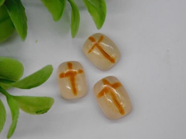 THREE CROSS AGATE CABOCHONS ROCK STONE LAPIDARY SPECIMEN