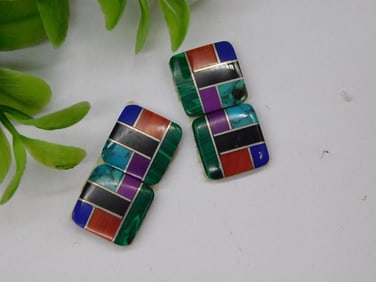 STONE INLAID CABOCHONS ROCK STONE LAPIDARY SPECIMEN