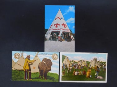 Set of Three Native American Themed Postcards