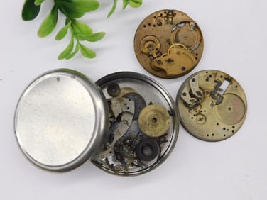 Vintage Watch Movements and Parts in Metal Case WATCHMAKING WATCHMAKER TOOLS