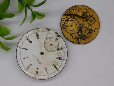 Antique Pocket Watch Dial and Movement Parts WATCHMAKING WATCHMAKER TOOLS
