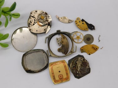 Vintage Watch Parts and Movements, Mixed Lot WATCHMAKING WATCHMAKER TOOLS