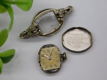 Vintage Ladies Watch Case and Movement Parts WATCHMAKING WATCHMAKER TOOLS