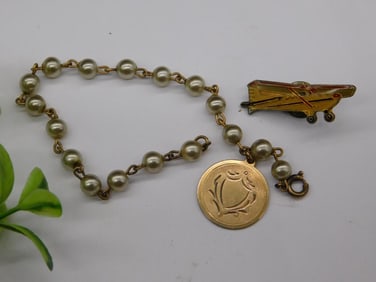 Vintage Bracelet and Airplane Brooch Set WATCHMAKING WATCHMAKER TOOLS