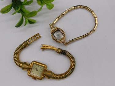 Vintage Gold-Tone Ladies Watch and Bracelet Set WATCHMAKING WATCHMAKER TOOLS