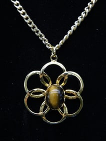 GENUINE STONE PENDANT ON CHAIN NECKLACE ROCK STONE LAPIDARY SPECIMEN