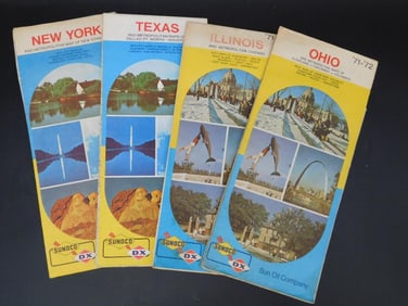 SUNOCO DX ROAD MAPS ASSORTED STATES VINTAGE ANTIQUE AUTOMOBILIA
