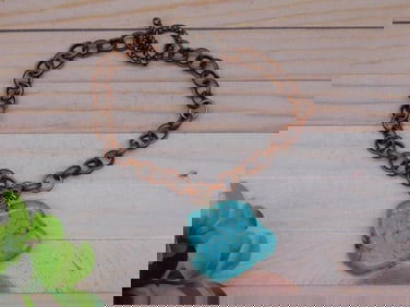 STONE PENDANT ON CHAIN BRACELET ROCK STONE LAPIDARY SPECIMEN