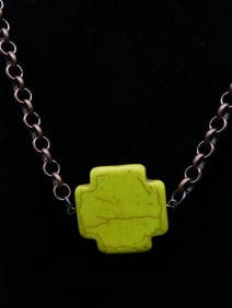 STONE PENDANT ON CHAIN NECKLACE ROCK STONE LAPIDARY SPECIMEN