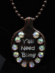 YALL NEED BLING SPOON PENDANT ON CHAIN NECKLACE
