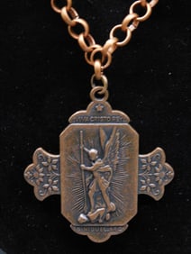 ST MICHAEL PENDANT ON CHAIN NECKLACE