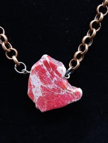 IMPRESSION JASPER PENDANT ON CHAIN NECKLACE ROCK STONE LAPIDARY SPECIMEN