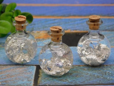SILVER FLAKES IN BOTTLES ROCK STONE LAPIDARY SPECIMEN