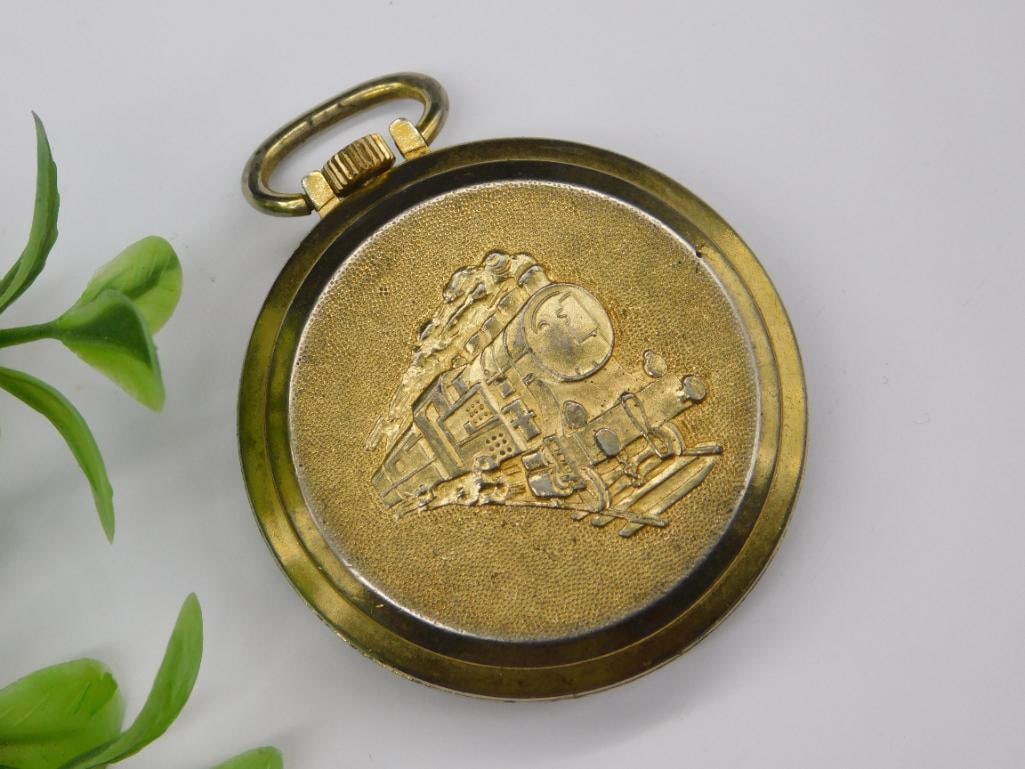 Vintage Lucerne Pocket Watch with Train Engraving Watchmaking Watchmaker Tools: Vintage Lucerne Pocket Watch with Train Engraving Watchmaking Watchmaker Tools