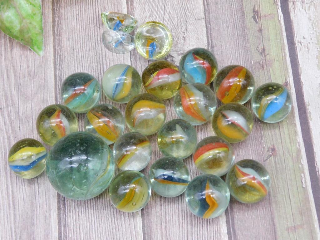Collection Of Glass Marbles With Swirls: Collection Of Glass Marbles With Swirls