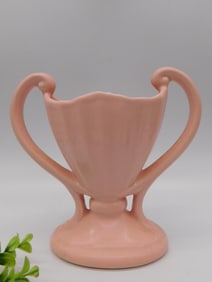 Vintage Pink Ceramic Trophy-Shaped Vase