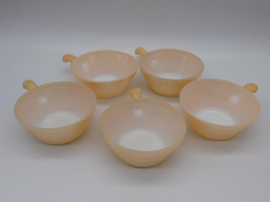 5 Fire-King Peach Luster Soup or Chili Bowls: 5 Fire-King Peach Luster Soup or Chili Bowls