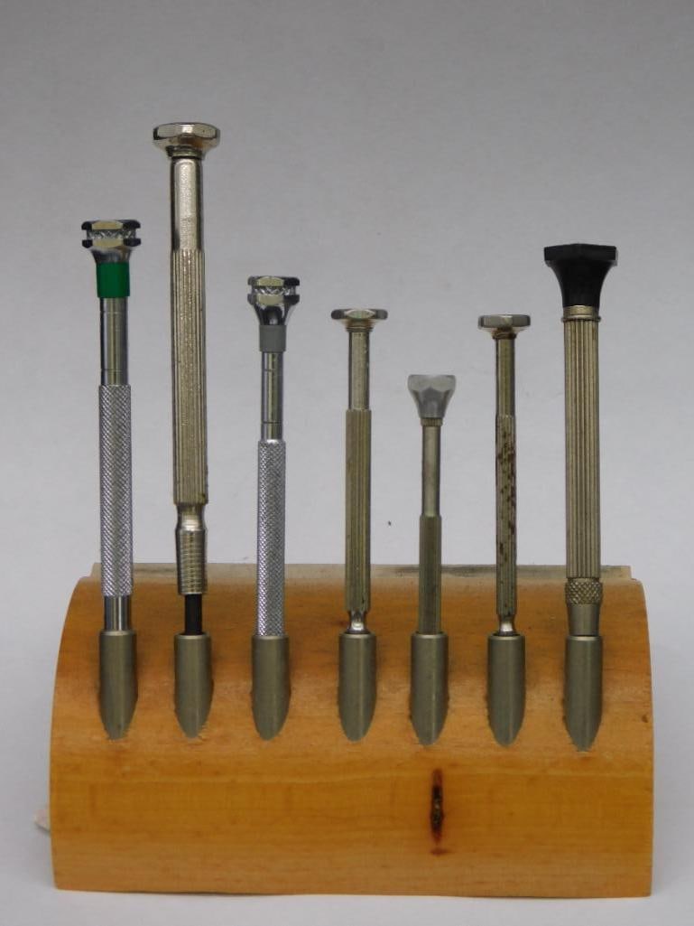Vintage Precision Screwdrivers with Wooden Stand WATCHMAKER WATCHMAKING TOOLS: Vintage Precision Screwdrivers with Wooden Stand WATCHMAKER WATCHMAKING TOOLS