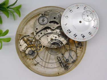 Vintage Pocket Watch Movement with Enamel Dial WATCHMAKER WATCHMAKING TOOLS