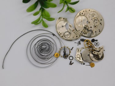 Vintage Pocket Watch Movement Parts Including Balance Wheel Watchmaking Watchmaker Tools