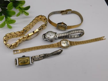 5 Vintage Ladies Wristwatches in Mixed Metals Watchmaking Watchmaker Tools