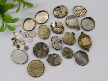 Vintage Assortment of Watch Cases and Movements Watchmaking Watchmaker Tools