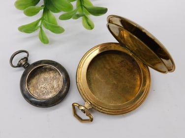 Vintage Lanco Swiss Pocket Watch Cases (Lot of 2) Watchmaking Watchmaker Tools