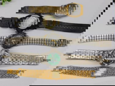 Five Assorted Wristwatches Mixed Brands Watchmaking Watchmaker Tools