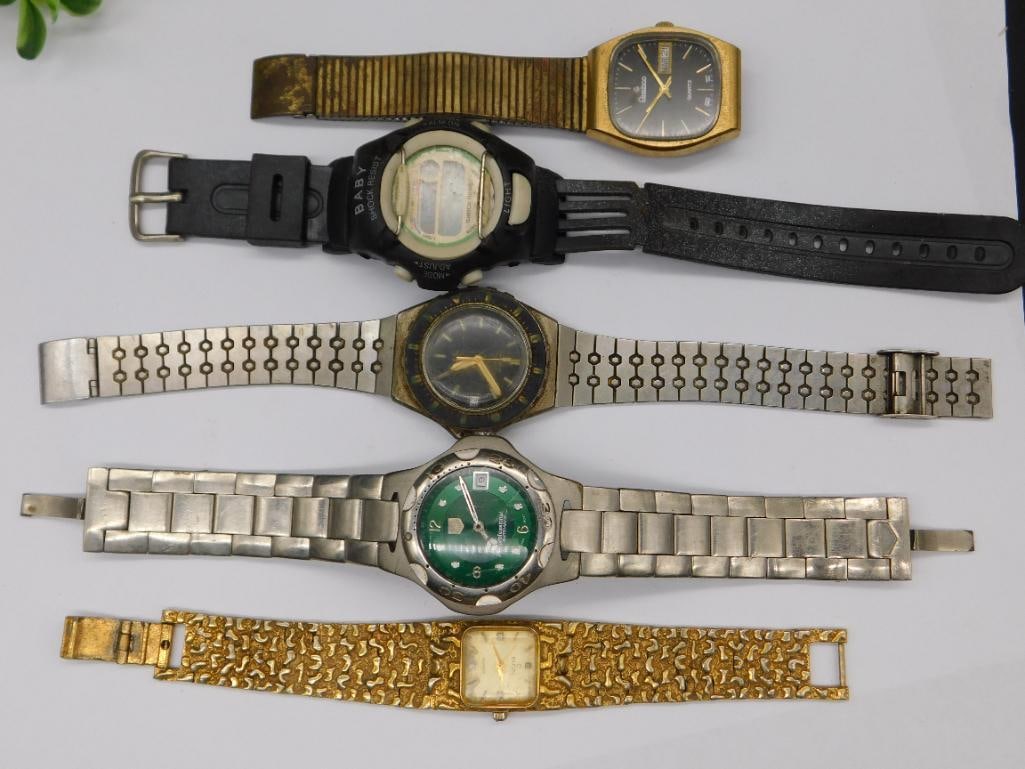 Five Assorted Wristwatches Mixed Brands Watchmaking Watchmaker Tools: Five Assorted Wristwatches Mixed Brands Watchmaking Watchmaker Tools