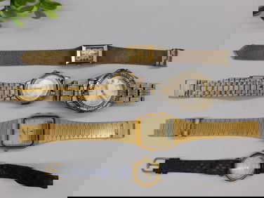 Five Mixed Vintage and Modern Wristwatches Watchmaking Watchmaker Tools