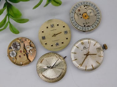 Five Vintage Watch Movements and Dials Watchmaking Watchmaker Tools