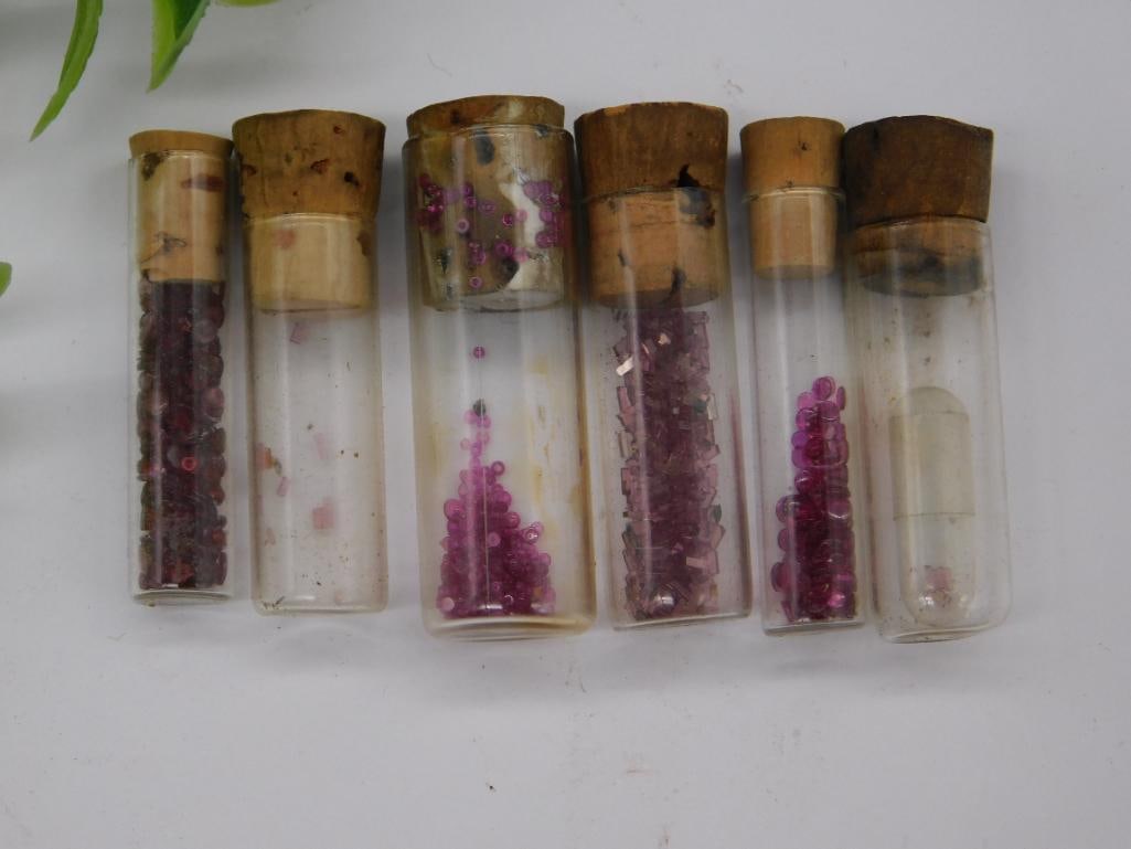 Small Vials Containing Red Gemstones WATCHMAKER WATCHMAKING TOOLS: Small Vials Containing Red Gemstones WATCHMAKER WATCHMAKING TOOLS