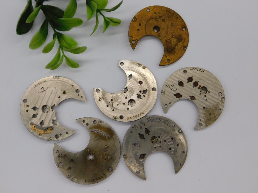 6 Vintage U.S. Watch Co. Pocket Watch Plates WATCHMAKER WATCHMAKING TOOLS: 6 Vintage U.S. Watch Co. Pocket Watch Plates WATCHMAKER WATCHMAKING TOOLS