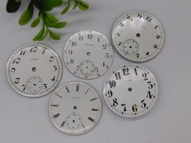 Five Vintage Pocket Watch Faces WATCHMAKER WATCHMAKING TOOLS