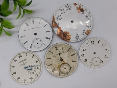 Five Vintage Pocket Watch Faces WATCHMAKER WATCHMAKING TOOLS