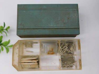 Metal Case with Assorted Steel Pins and Components WATCHMAKER WATCHMAKING TOOLS