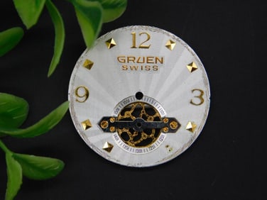 Vintage Gruen Swiss Watch Dial with Gold-Tone Accents WATCHMAKER WATCHMAKING TOOLS