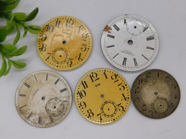 5 Vintage Pocket Watch Faces in Various Designs WATCHMAKER WATCHMAKING TOOLS