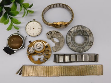 Vintage Watch Parts and Gold-Tone Watch WATCHMAKER WATCHMAKING TOOLS