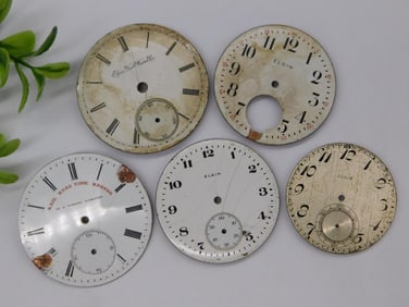 5 Vintage Pocket Watch Faces, Various Designs WATCHMAKER WATCHMAKING TOOLS