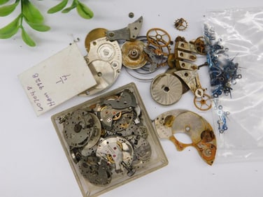 Vintage Watch Parts Including Movements and Gears WATCHMAKER WATCHMAKING TOOLS