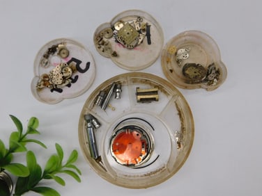 Vintage Watch Parts with Cases WATCHMAKER WATCHMAKING TOOLS