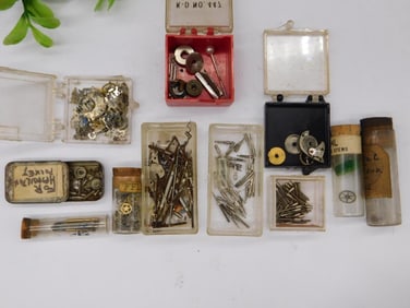 Watch Parts Collection in Various Containers WATCHMAKER WATCHMAKING TOOLS