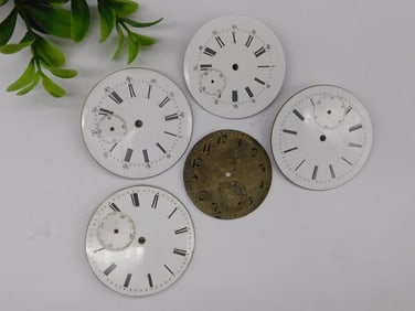 5 Vintage Pocket Watch Dials with Roman Numerals Watchmaker Watchmaking Tools