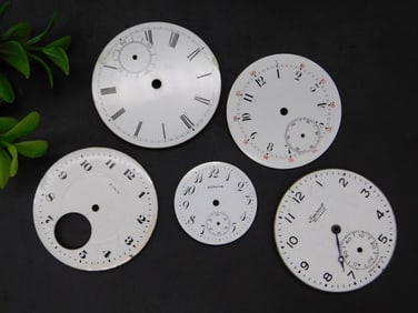 Five Vintage Watch Faces in Various Styles Watchmaker Watchmaking Tools