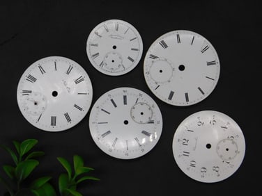 5 Vintage Porcelain Pocket Watch Dials Watchmaker Watchmaking Tools
