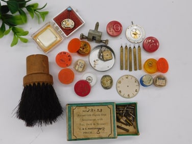 Vintage Watch Parts and Horology Tools Assortment Watchmaker Watchmaking Tools