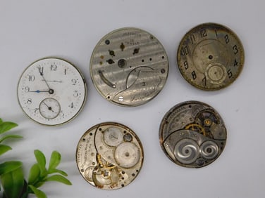 Five Antique Pocket Watch Movements Watchmaker Watchmaking Tools