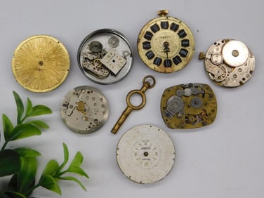 Vintage Pocket Watch Movements and Key Watchmaker Watchmaking Tools
